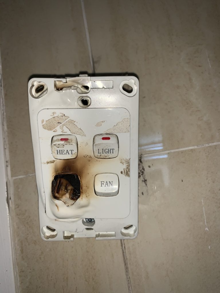 Sparking bathroom light switch