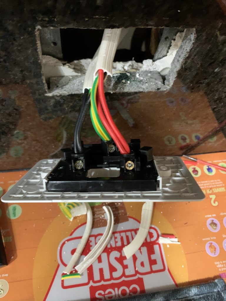Incorrectly wired power points from a poor handyman's job.